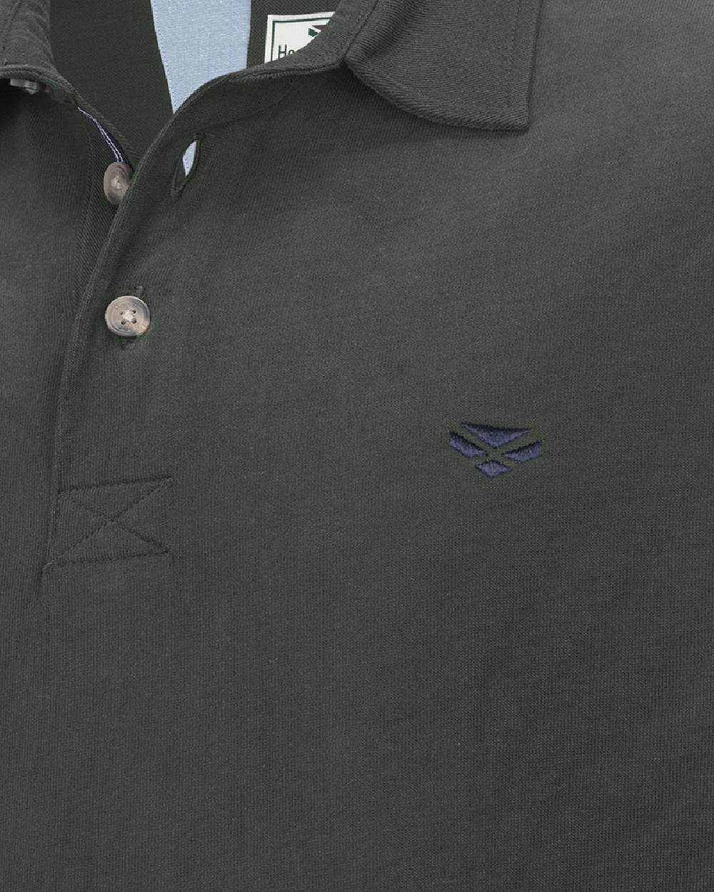 Forest Coloured Hoggs of Fife Mens Moffat Long Sleeve Rugby Shirt on white background #colour_forest