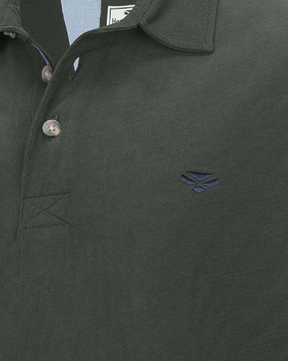 Forest Coloured Hoggs of Fife Mens Moffat Long Sleeve Rugby Shirt on white background #colour_forest