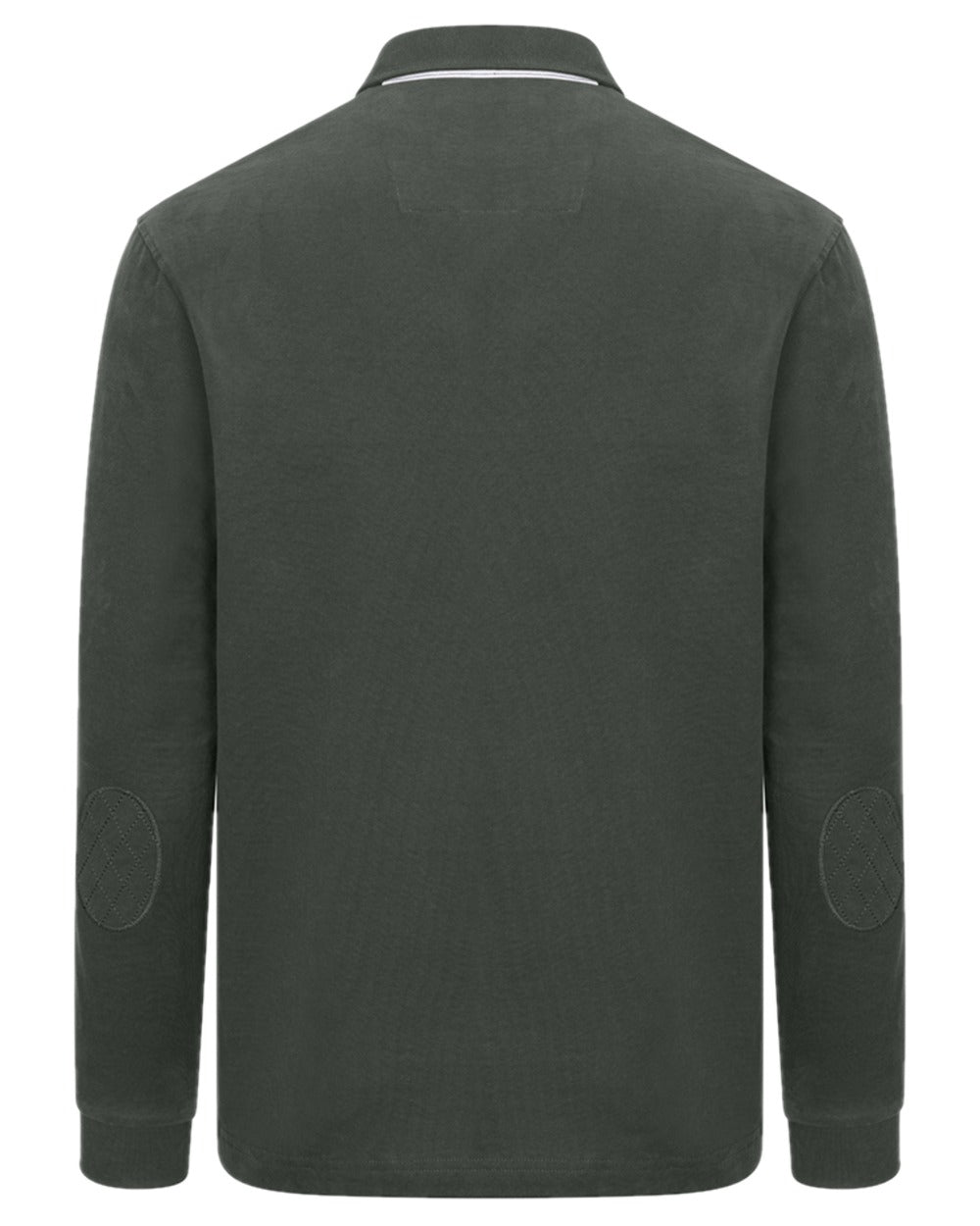 Forest Coloured Hoggs of Fife Mens Moffat Long Sleeve Rugby Shirt on white background #colour_forest