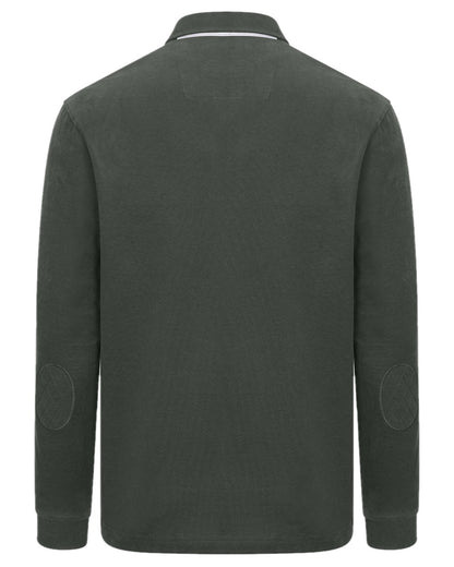 Forest Coloured Hoggs of Fife Mens Moffat Long Sleeve Rugby Shirt on white background #colour_forest