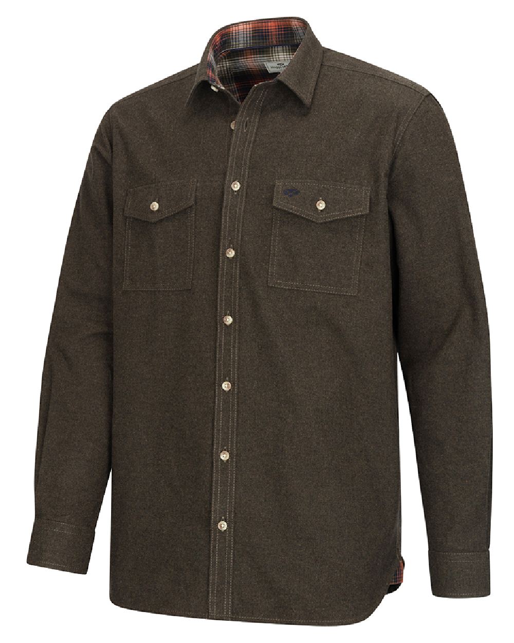 Loden Marl Coloured Hoggs of Fife Mens Moy Moleskin Shirt on white background #colour_loden-marl