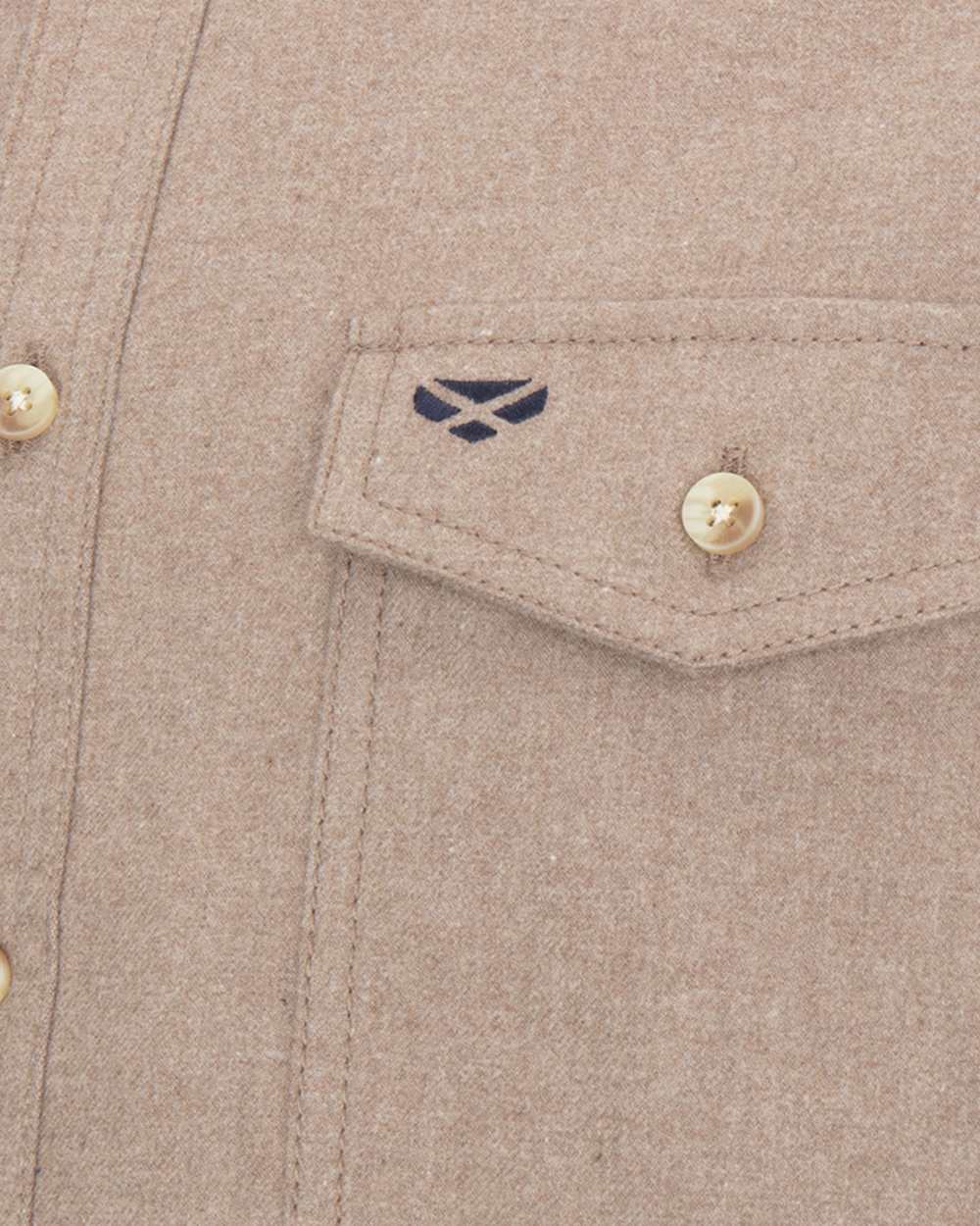 Oatmeal Coloured Hoggs of Fife Mens Moy Moleskin Shirt on white background #colour_oatmeal