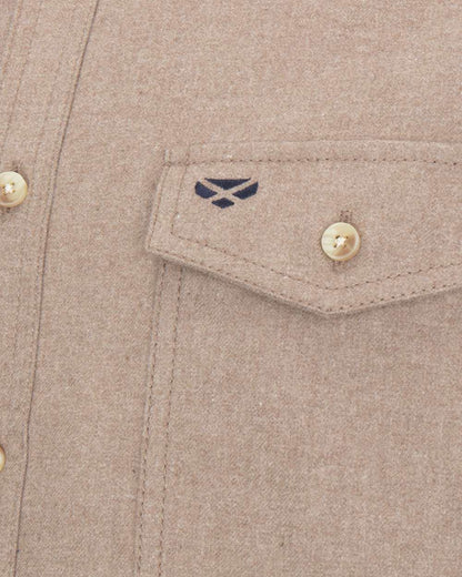 Oatmeal Coloured Hoggs of Fife Mens Moy Moleskin Shirt on white background #colour_oatmeal