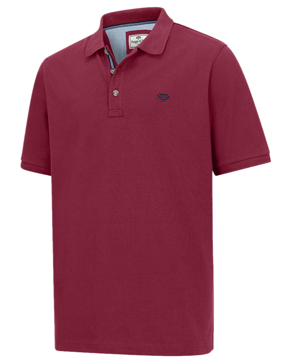 Burgundy Coloured Hoggs of Fife Mens Newton Pique Polo Shirt on white background #colour_burgundy