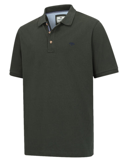 Forest Coloured Hoggs of Fife Mens Newton Pique Polo Shirt on white background #colour_forest