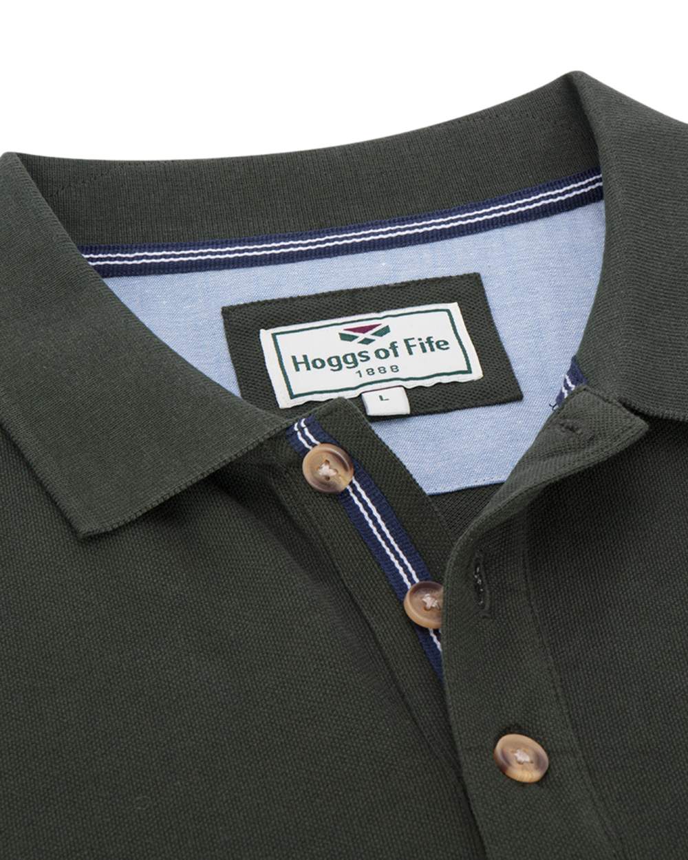 Forest Coloured Hoggs of Fife Mens Newton Pique Polo Shirt on white background #colour_forest