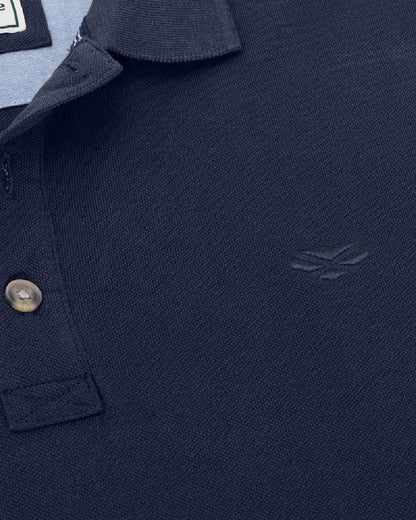 Navy Coloured Hoggs of Fife Mens Newton Pique Polo Shirt on white background #colour_navy