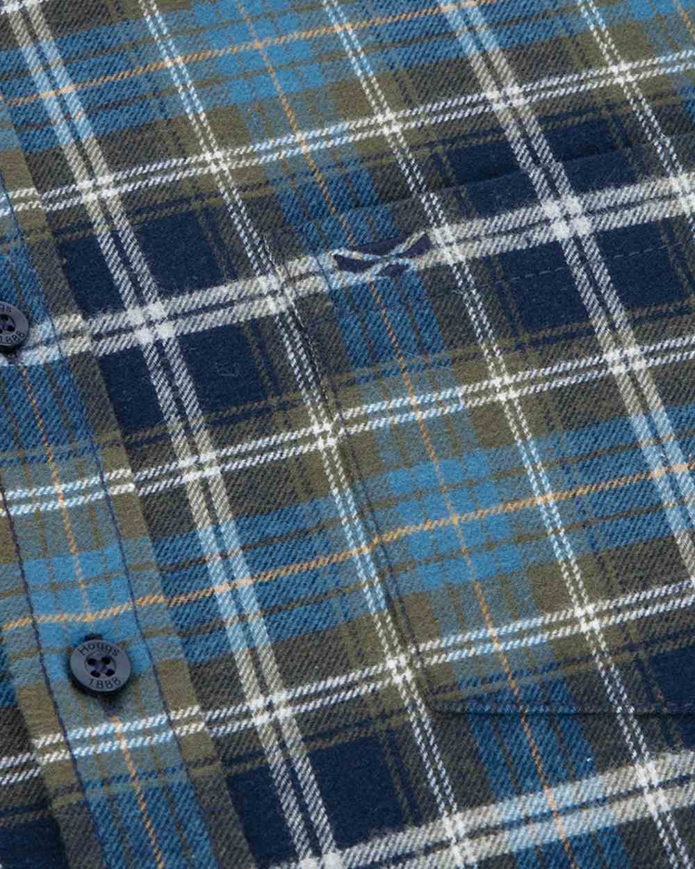 Green Blue Check Coloured Hoggs of Fife Mens Pitcairn Flannel Check Shirt on white background #colour_green-blue-check