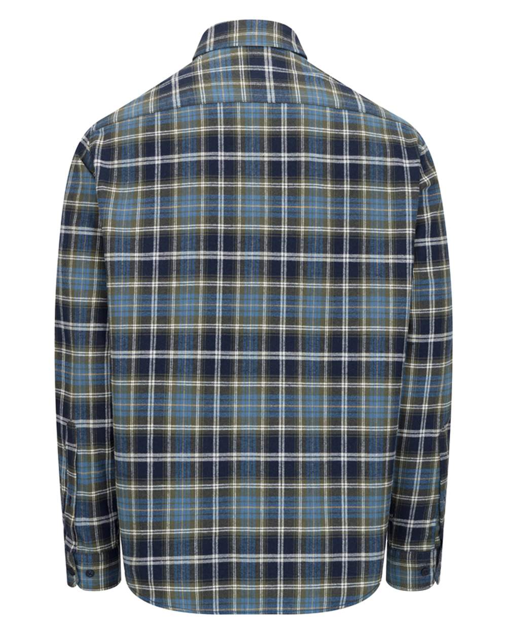 Green Blue Check Coloured Hoggs of Fife Mens Pitcairn Flannel Check Shirt on white background #colour_green-blue-check