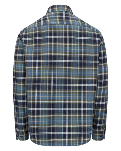 Green Blue Check Coloured Hoggs of Fife Mens Pitcairn Flannel Check Shirt on white background #colour_green-blue-check