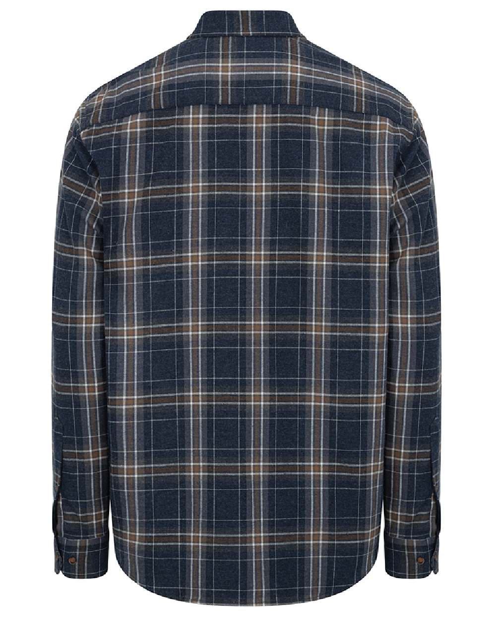 Blue Brown White coloured Hoggs of Fife Pitlessie Down Flannel Shirt on white background #colour_blue-brown-white