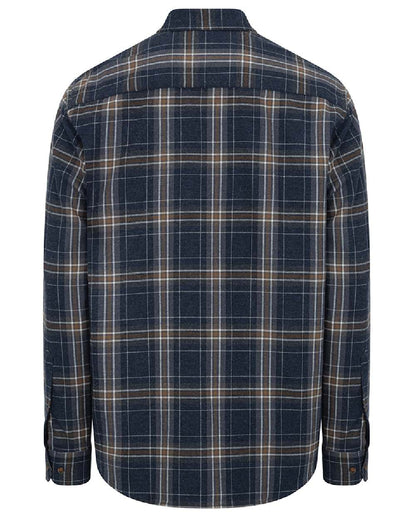 Blue Brown White coloured Hoggs of Fife Pitlessie Down Flannel Shirt on white background #colour_blue-brown-white