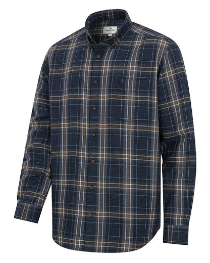 Blue Brown White coloured Hoggs of Fife Pitlessie Down Flannel Shirt on white background #colour_blue-brown-white