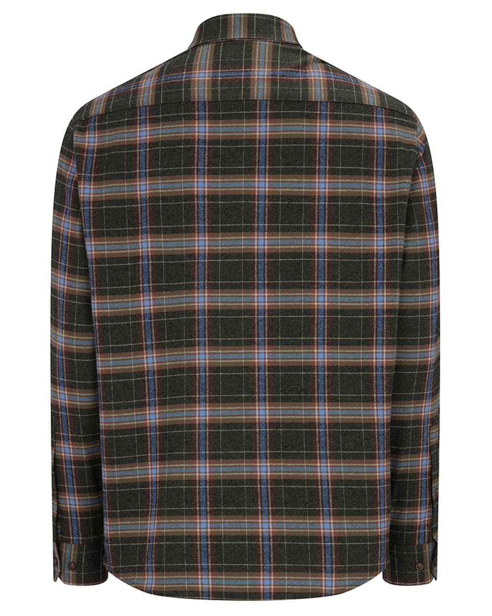 Thyme Cobblestone coloured Hoggs of Fife Pitlessie Down Flannel Shirt on white background #colour_thyme-cobblestone