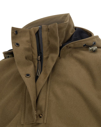 Olive Coloured Hoggs of Fife Mens Torness Trilaminate Waterproof Smock on white background #colour_olive