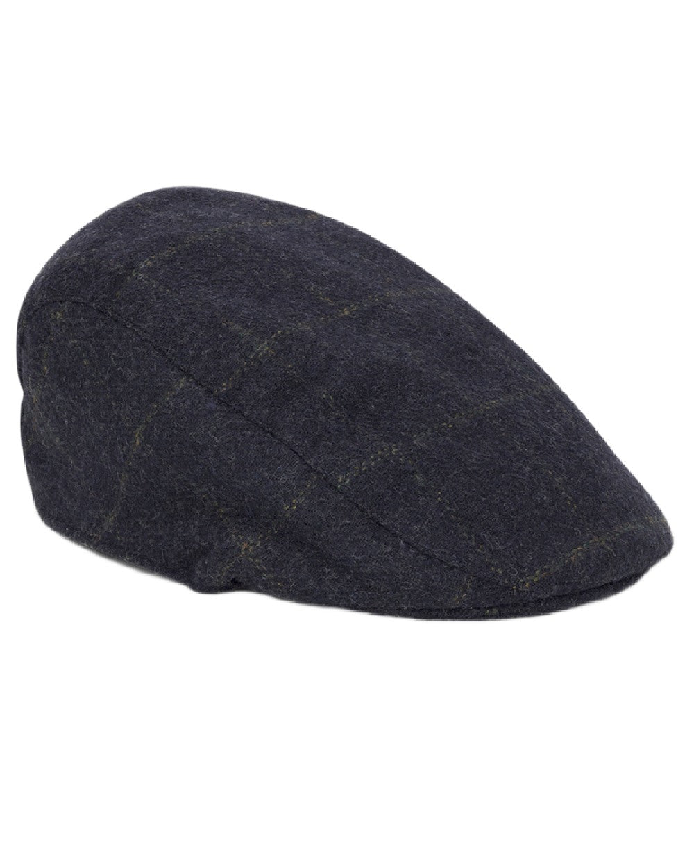 Navy Check Coloured Hoggs of Fife Mens Windowpane Waterproof Tweed Hat on white background #colour_navy-check