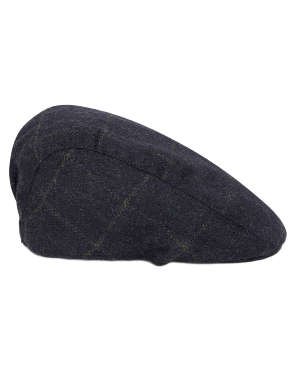 Navy Check Coloured Hoggs of Fife Mens Windowpane Waterproof Tweed Hat on white background #colour_navy-check