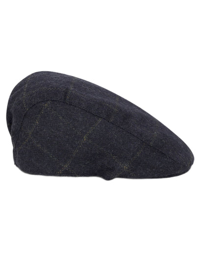 Navy Check Coloured Hoggs of Fife Mens Windowpane Waterproof Tweed Hat on white background #colour_navy-check