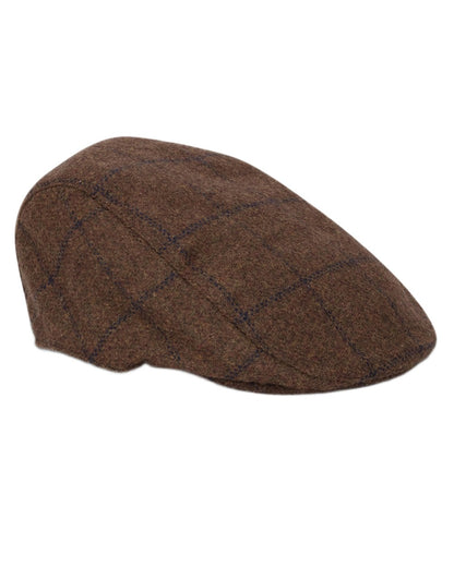 Brown Navy Coloured Hoggs of Fife Mens Windowpane Waterproof Tweed Hat on white background #colour_brown-navy