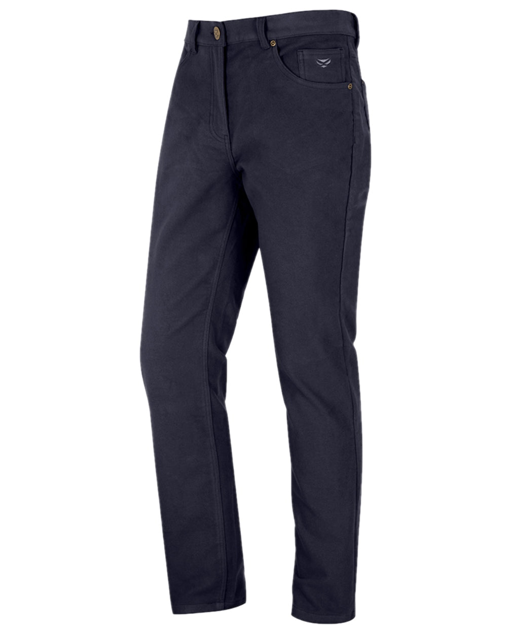 Navy Coloured Hoggs of Fife Monarch II Moleskin Jeans on white background #colour_navy