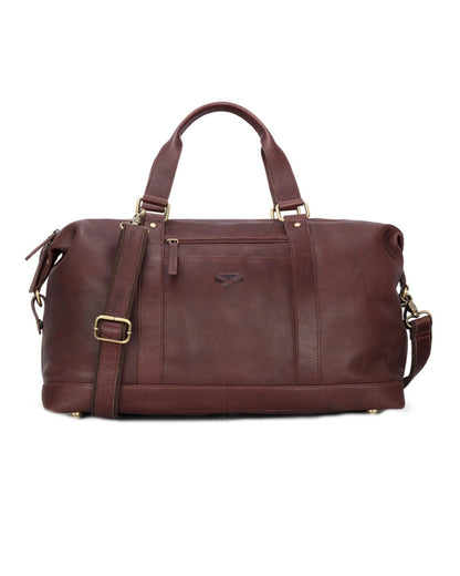 Conker Coloured Hoggs of Fife Monarch Leather Carryon Holdall on white background #colour_conker