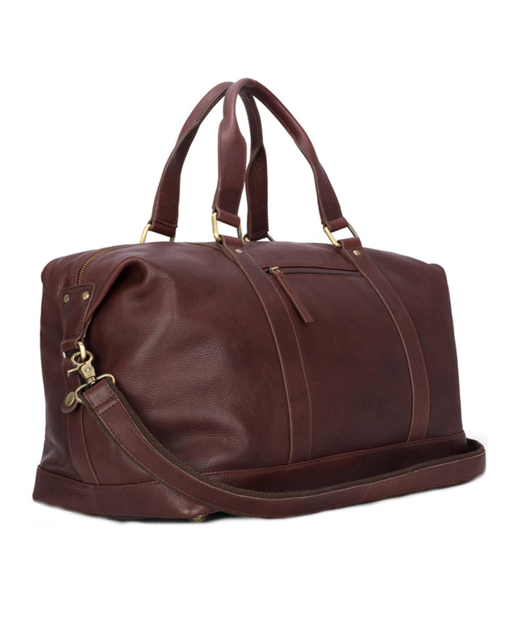 Conker Coloured Hoggs of Fife Monarch Leather Carryon Holdall on white background #colour_conker