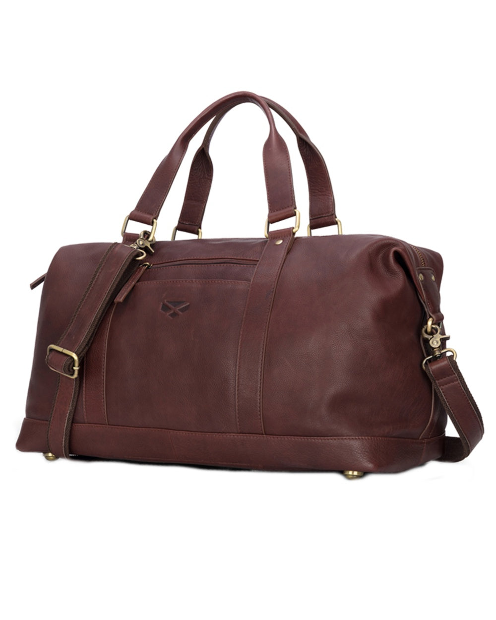 Conker Coloured Hoggs of Fife Monarch Leather Carryon Holdall on white background #colour_conker