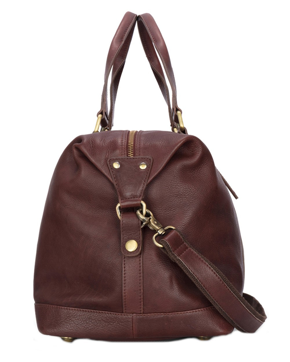Conker Coloured Hoggs of Fife Monarch Leather Carryon Holdall on white background #colour_conker
