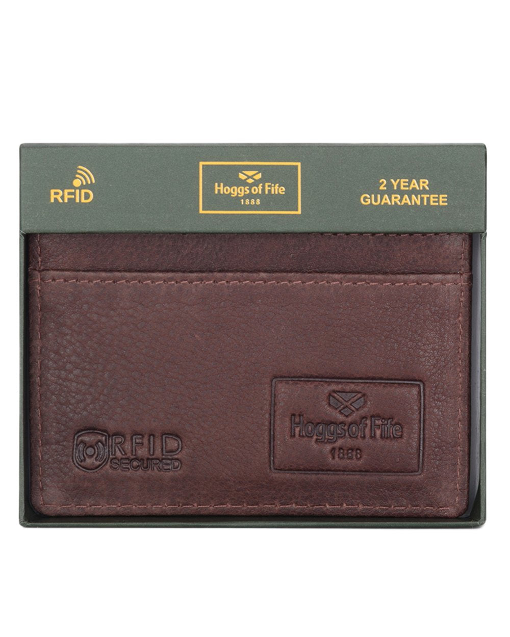 Conker Coloured Hoggs of Fife Monarch Leather Credit Card Holder on white background #colour_conker