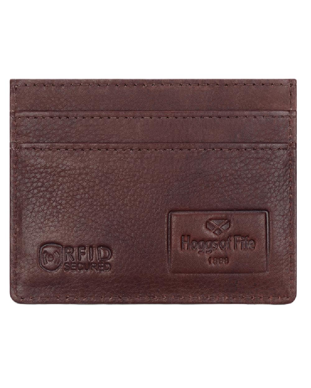 Conker Coloured Hoggs of Fife Monarch Leather Credit Card Holder on white background #colour_conker