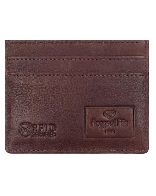 Conker Coloured Hoggs of Fife Monarch Leather Credit Card Holder on white background #colour_conker