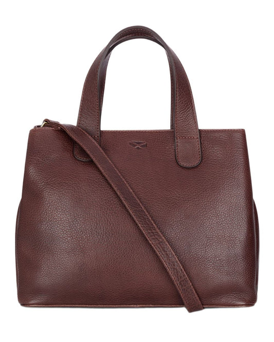 Conker Coloured Hoggs of Fife Monarch Leather Handbag on white background #colour_conker