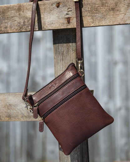 Conker Coloured Hoggs of Fife Monarch Leather Travel Organiser on outdoor background #colour_conker