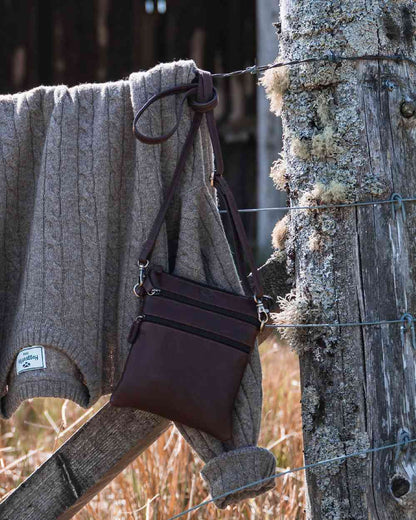Conker Coloured Hoggs of Fife Monarch Leather Travel Organiser on outdoor background #colour_conker