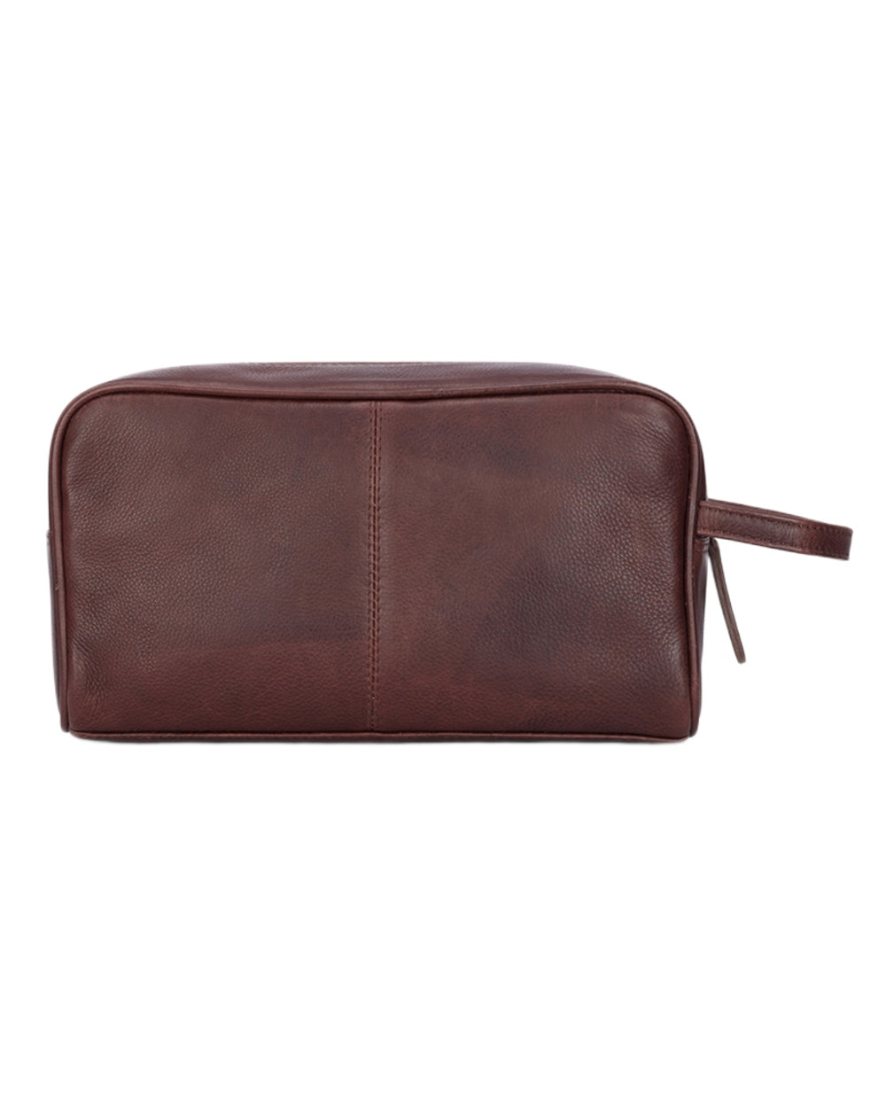 Conker Coloured Hoggs of Fife Monarch Leather Wash Bag on white background #colour_conker