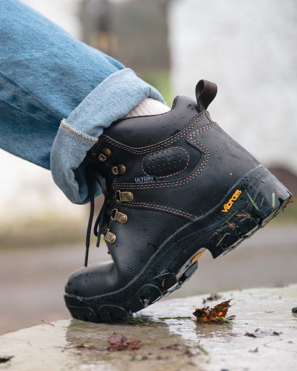 Brown Coloured Hoggs of Fife Munro Classic Leather Hiking Boots on outdoor background #colour_brown