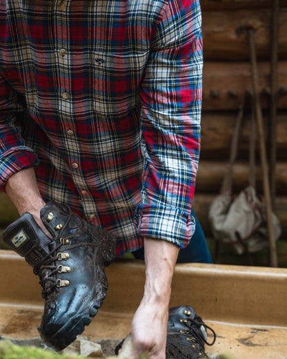 Brown Coloured Hoggs of Fife Munro Classic Leather Hiking Boots on outdoor background #colour_brown