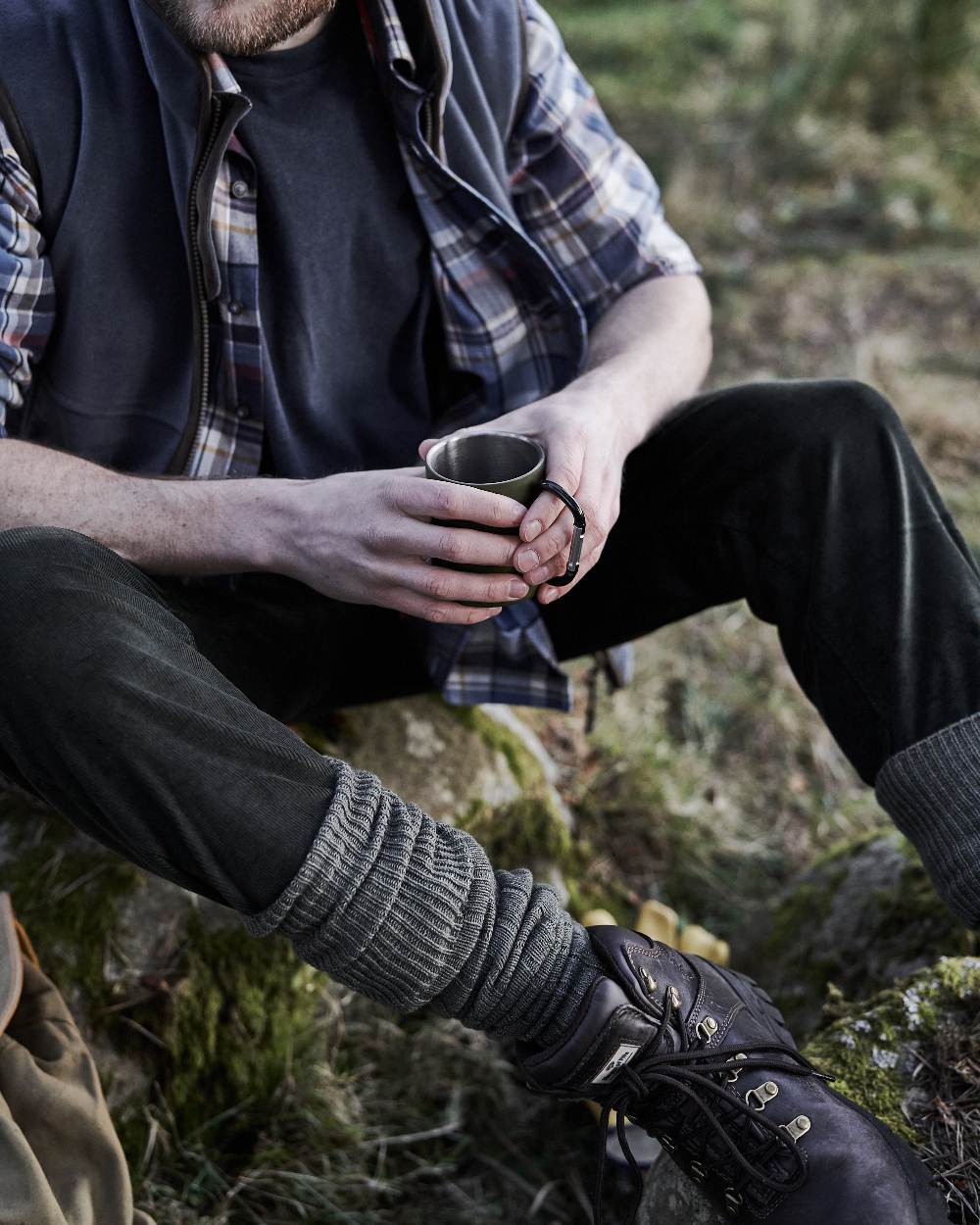 Brown Coloured Hoggs of Fife Munro Classic Leather Hiking Boots on forest background #colour_brown