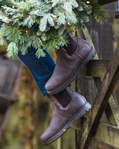 Dark Brown Coloured Hoggs of Fife Northumberland II Ladies Dealer Boots on outdoor background #colour_dark-brown
