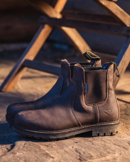 Dark Brown Coloured Hoggs of Fife Northumberland II Ladies Dealer Boots on outdoor background #colour_dark-brown