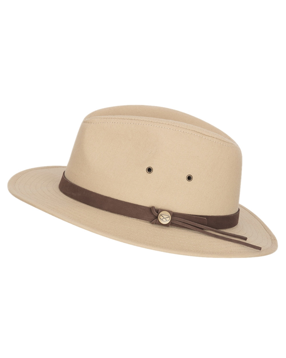 Desert Sand Coloured Hoggs of Fife Panmure Canvas Foldable Hat on white background #colour_desert-sand