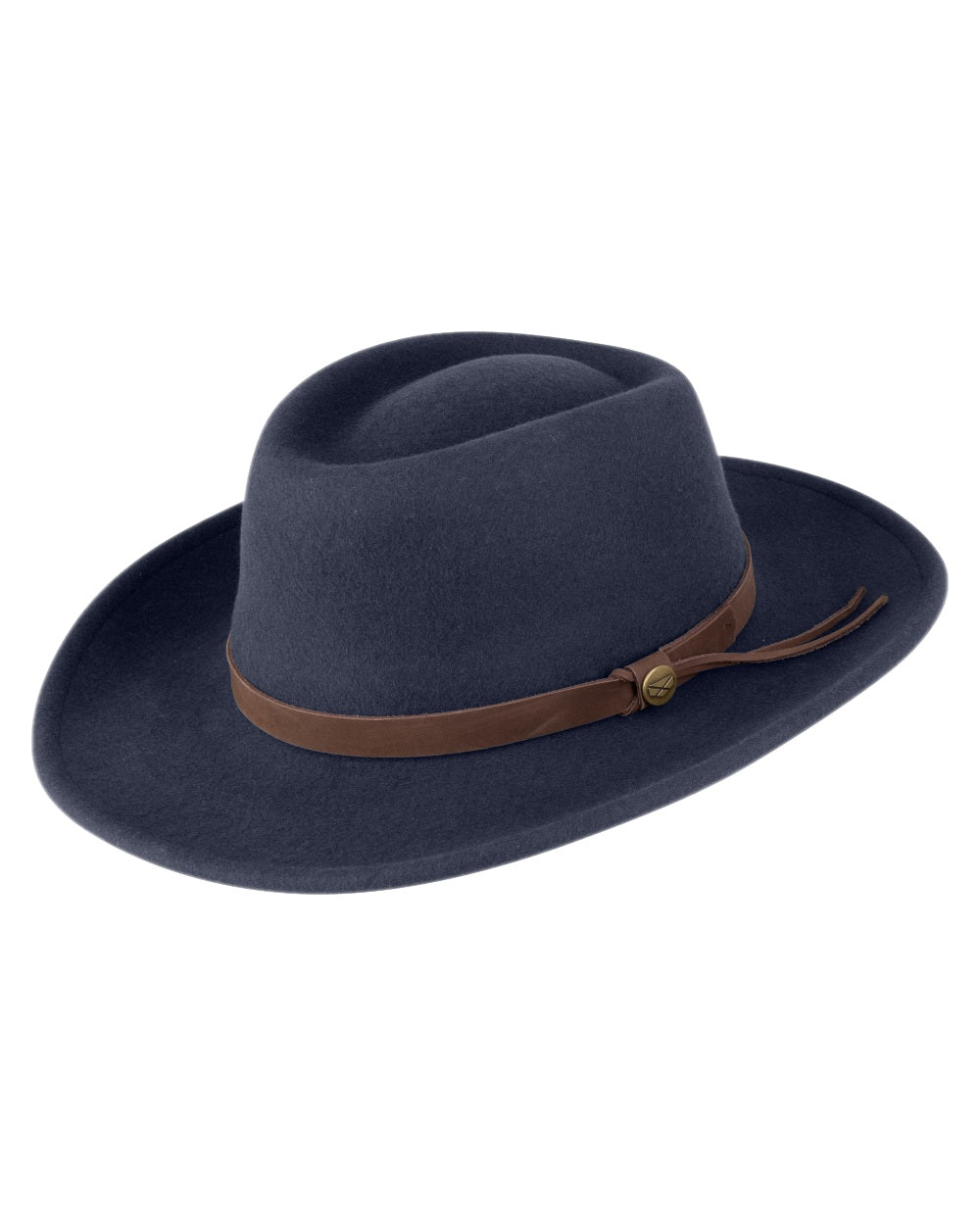 Navy Coloured Hoggs of Fife Perth Crushable Felt Hat on white background #colour_navy