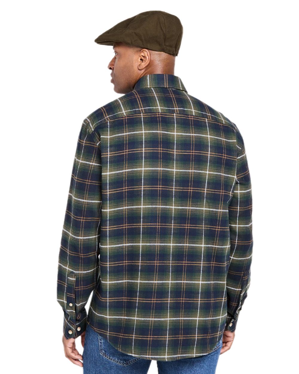 Green Check Coloured Hoggs of Fife Pitmedden Flannel Check Shirt on white background #colour_green-check