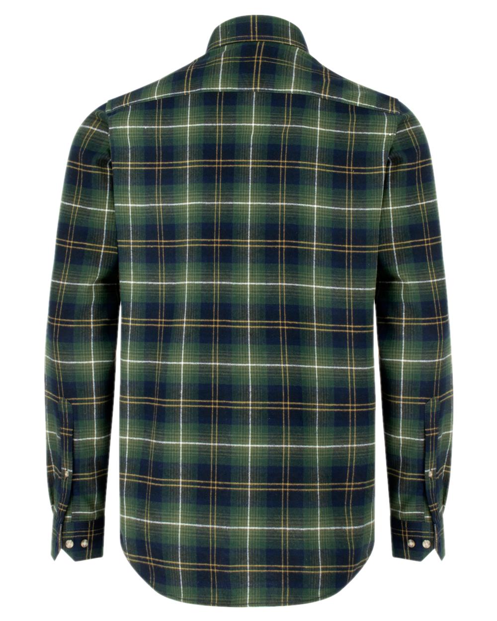 Green Check Coloured Hoggs of Fife Pitmedden Flannel Check Shirt on white background #colour_green-check