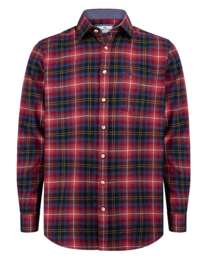 Rust Check Coloured Hoggs of Fife Pitmedden Flannel Check Shirt on white background #colour_rust-check
