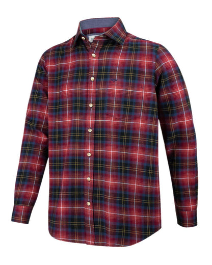 Rust Check Coloured Hoggs of Fife Pitmedden Flannel Check Shirt on white background #colour_rust-check