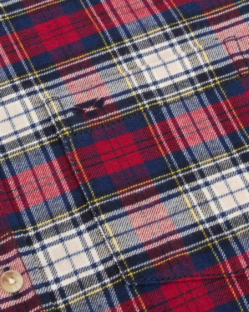Red Tartan Check Coloured Hoggs of Fife Pitscottie Flannel Shirt on white background #colour_red-tartan-check