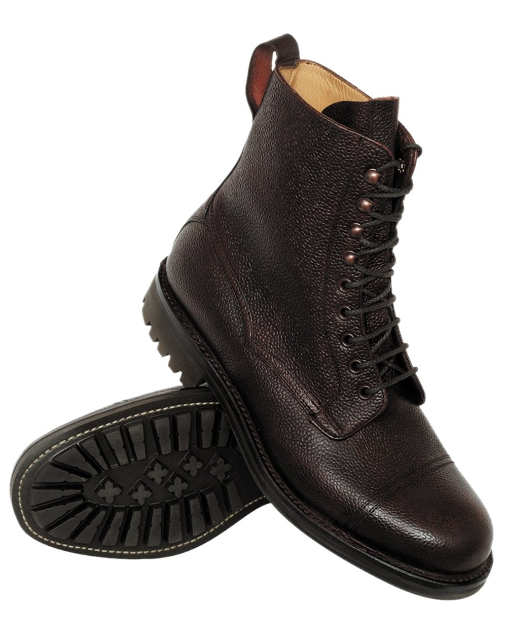 Dark Brown Coloured Hoggs of Fife Rannoch Veldtschoen Lace Boot on white background #colour_dark-brown