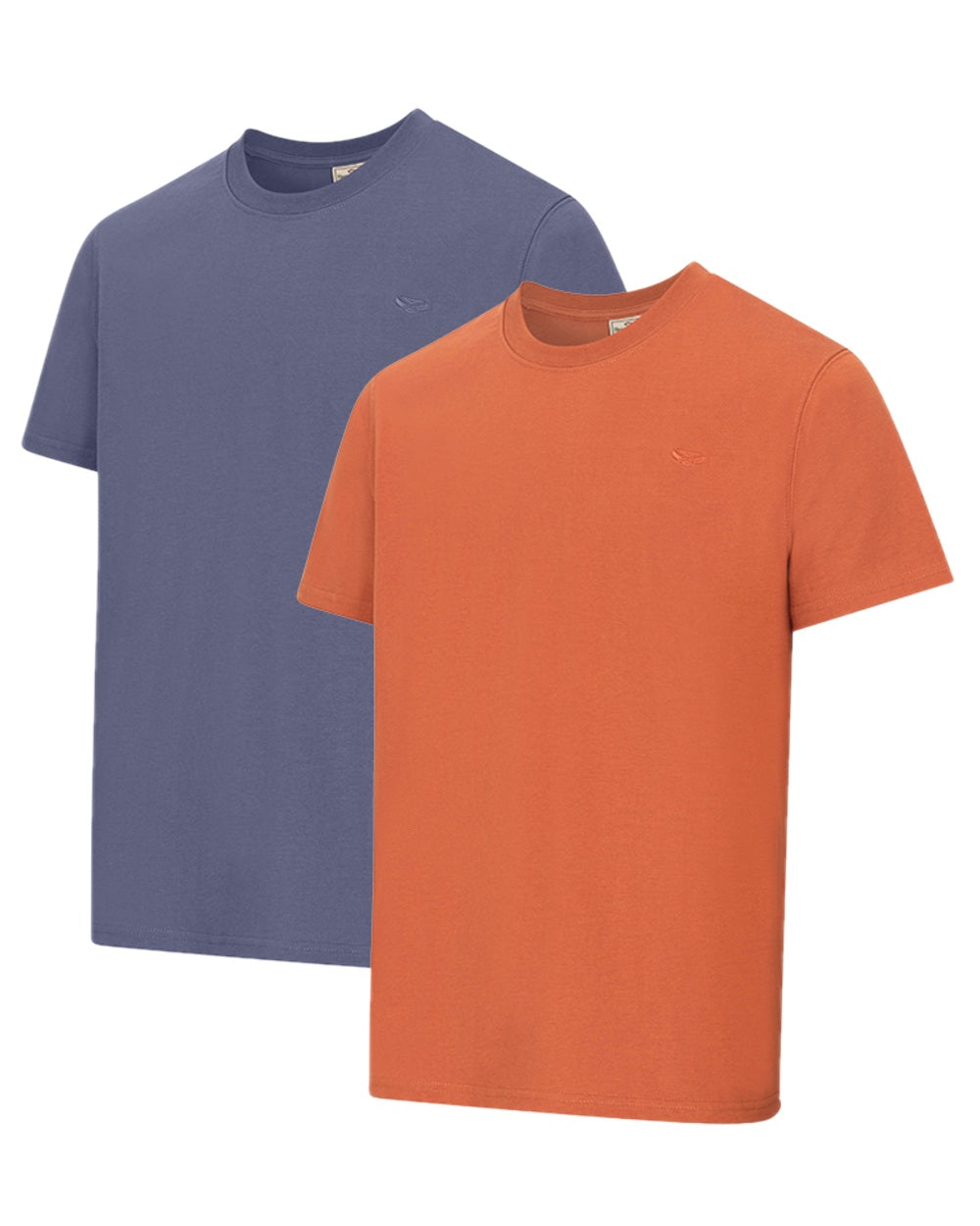 Slate Blue Rust Coloured Hoggs of Fife Sandwood 2 Pack Cotton T-Shirts on white background #colour_slate-blue-rust