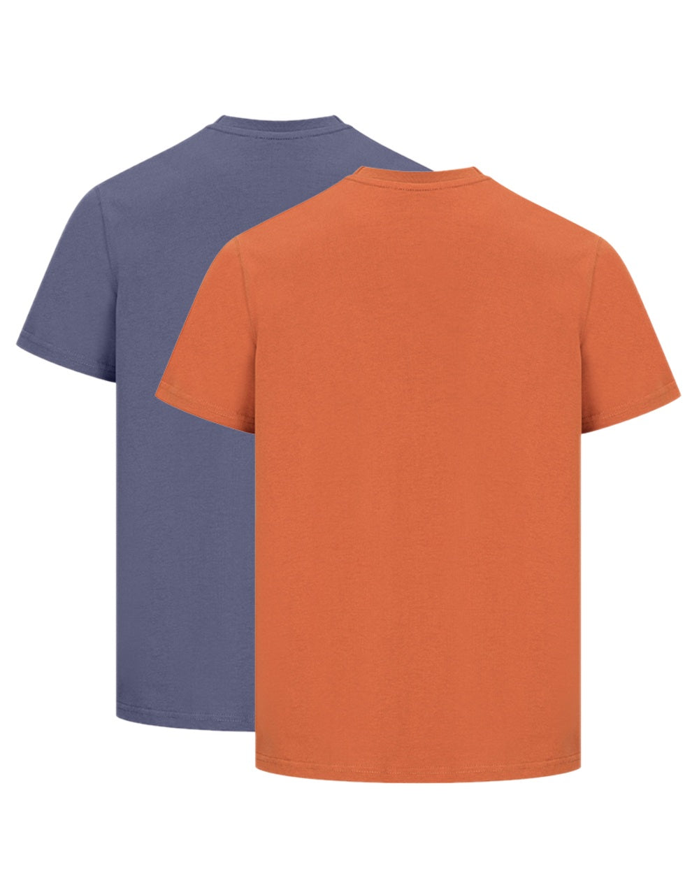 Slate Blue Rust Coloured Hoggs of Fife Sandwood 2 Pack Cotton T-Shirts on white background #colour_slate-blue-rust